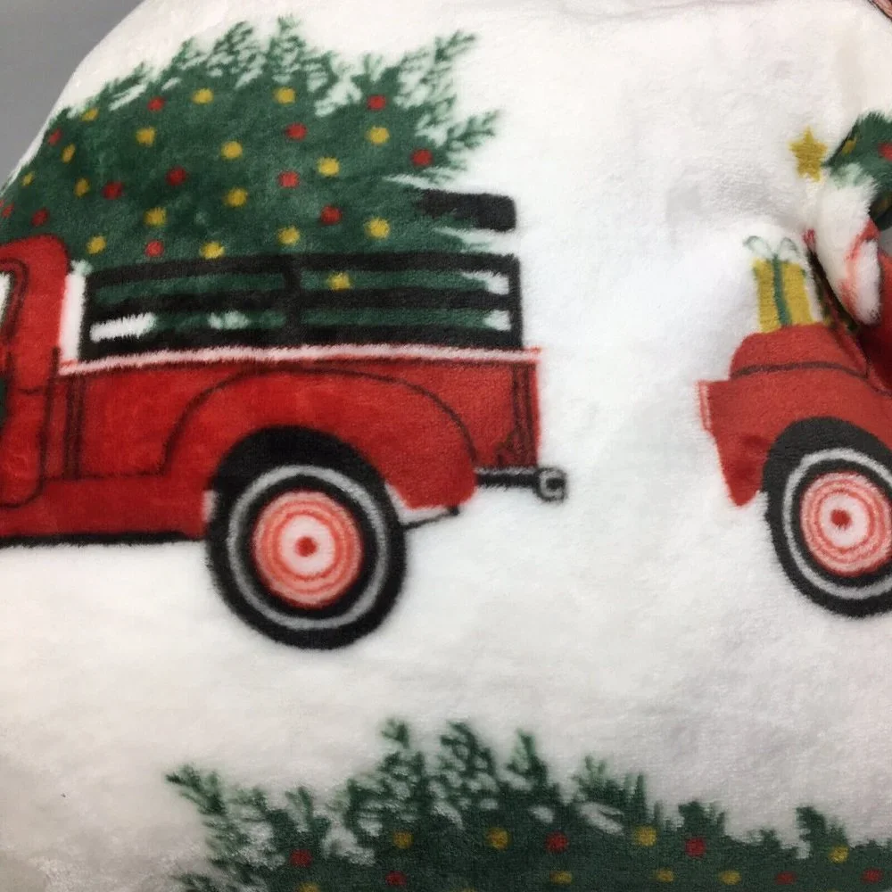 Envogue Red Truck Christmas Tree Throw Blanket Microfleece Oversized Holidays